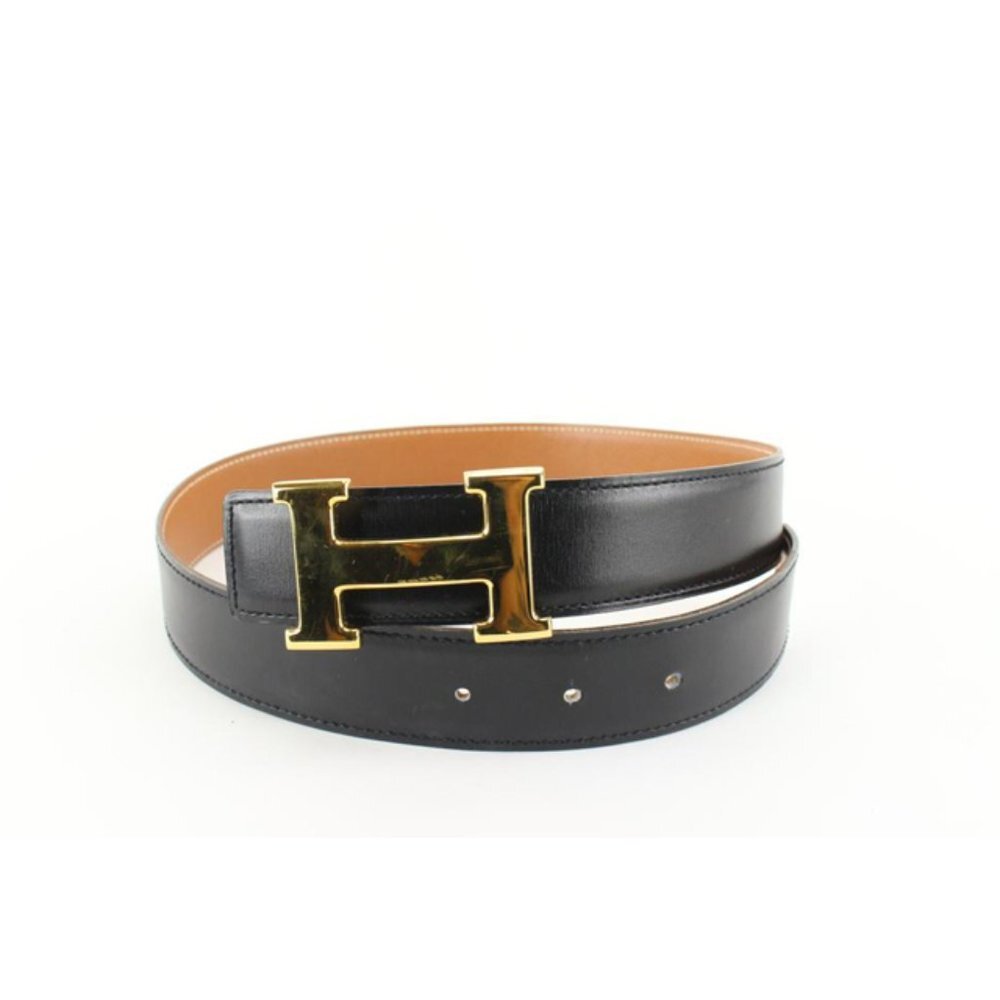 Hermès 32mm Black x Brown Reversible H Logo Belt Kit 93h719s